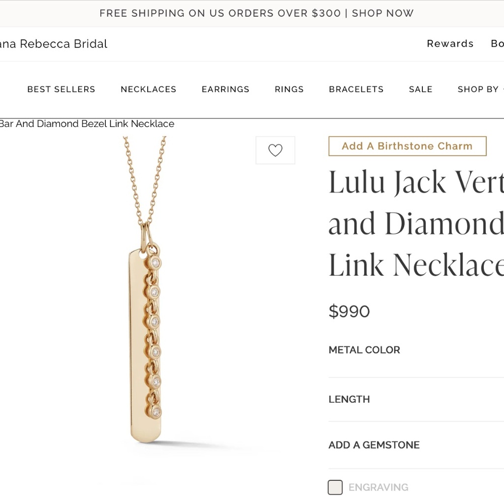 Lulu Jack Vertical Bar and Diamond Bezel Link Necklace - Picture 2 of 7